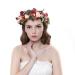 Ever Fairy flower crown headband with adjustable band for women or girls as hair accessory Red champagne