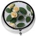 White Rose Printed Mini Round Pill Box | 3 Compartment Travel Pill Organizer | Portable Medicine Case for Home & Office - Buy Online on GoSupps.com