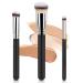 AOOWU 3Pcs Makeup Brush Premium Foundation Brush Concealer Brush Flat Top Foundation Brush for Liquid Makeup Multifunctional Face Brush for Liquid Cream Blending Buffing Powder Cosmetics 3 pcs - Silver black