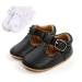 Baby Anti-Slip First Walking Shoes Baby Boys Girls Princess Soft Sole Toddler Shoes Sneakers Infant PU Leather Prewalkers for 0-18 Months with Sock 12-18 Months Wide Black