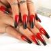 Outyua Halloween Red Black Press On Nails - Ombre Coffin Acrylic Designs for Women & Girls | 24Pcs Long Fake Nails - Buy Online on GoSupps.com