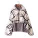Multifunction Wrap Shawl Neck Shoulder Blanket Pad Warm Blanket Lazy Shawl Blanket Winter Warm Blanket Cape Gray Grid 100*140cm