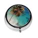 Caribbean Islandsround Pill Box 3 Compartment Round Pill Box Organizer Portable Travel Pill Box for Traveling.