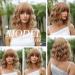 OUFEI Strawberry Blonde Short Wavy Wig with Bangs - Synthetic Heat Resistant Hair for Daily Wear and Cosplay - Buy Online on GoSupps.com