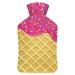 Hot Water Bottle With Lid Strawberry Ice Cream Print Rubber Hot Water Bag For Pain Relief Cramps Foot Warmer Hot And Cold Therapy