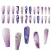 24 Pcs Rhinestone Design Violet Purple Press on Nails - Long Full Cover False Nails for Women and Girls - Buy Online on GoSupps.com