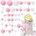 40 PCS Mini Balloon Cake Topper DIY Cake Balls Decorations for Birthday and Anniversary (pink and white)