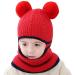crazy bean Kids Girls Boys Winter Warm Hat Windproof Hat and Scarf 3-in-1 Toddler Knitted Beanie Hat One Size Red