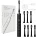 VALSEEL Sonic Electric Toothbrush for Adults - 8 Brush Heads, 6 Cleaning Modes, Smart Timer, IPX7 Waterproof - Rechargeable Travel Toothbrushes, Black - Buy Online on GoSupps.com
