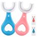 Kids U Shaped Toothbrush 2 Pcs Manual Toddler Toothbrushes 360° Oral Cleaning Tools Children Tooth Brush with Food Grade Soft Silicone Brush Head (Aged 2~6) Aged 2-6 (Kids)