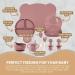 Yum Yum's Baby Weaning Set - Silicone Feeding Set of 10 with Suction Bowl, Spoon, Fork & Cup | Suction Plate & Baby Plate - Baby Gifts & Presents - Pink - Buy Online on GoSupps.com
