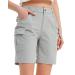 Nomolen Women's Hiking Cargo Shorts Lightweight Quick Dry Outdoor Golf Travel Shorts for Women with Zipper Pockets UPF 50+ Light Grey Small