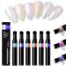 Roseflower 6 sticks air cushion chrome powder pencil - nail chrome powder - holographic nail powder decoration shiny metallic mirror effect - durable DIY nail art manicure tool #3 #7