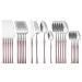 Flatware Sets 24Pcs/6Set Gold Cutlery Set Knife Fork Tea Spoon Flatware Dinnerware 304 Stainless Steel Dinner Silverware Kitchen Tableware Set (Color : Pink Silver)
