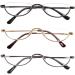 Kokobin Half-Frame Reading Glasses - Metal Crescent Lens +1.5 | Spring Hinges for Men & Women | 3-Pack Narrow Readers - Buy Online on GoSupps.com