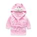 Feiliandajj unisex baby toddler fleece bathrobe cute animal ears terry bathrobe soft morning gown with bags and hooded baby bath coat for boys and girls 1-6 years 4-5 years pink