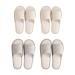 Maltose Washable House Slipper for Guests Reusable 4 Pair Non Slip Thick Bottom Breathable Linen House Slipper for Women Men Couple Spa Slippers Open Toe Bulk (2 Beige Medium Size+2 Brown Large Size)