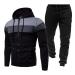 Hanxiulin men's training suit leisure suit men jogging suit sweatshirt pants men training suit leisure suit training suit house suit sweat jacket 3xl black