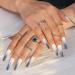 Shop Bohen Long Coffin False Nails - Glossy Gray Ballerina Press-On Nails for Women & Girls | 24 PCS Geometric Design - Buy Online on GoSupps.com