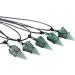 Kyeygwo Hexic Carnice Pendant Necklace - Adjustable Leather Rope Polished Quartz Pointed Stone Healing Reiki Pendulum Chain in Green - Shop Internationally! - Buy Online on GoSupps.com