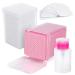 400 Pieces Nail Cotton Pads 1 Pull-Down Pump Dispenser Bottle Super Absorbent Soft Non-Woven Eyelash Glue Wipes Nail Polish dehumidifier for Eyelash Extension Products and Nail Oil Bottle(Pink White) Pink and White
