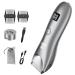 Favrison Body Hair Trimmer for Men Electric Hair Clippers Ball Trimmer with Ceramic Blade Waterproof Pubic Groin Hair Trimmer Grooming Kit with LCD Display & Recharge Dock (Gray)