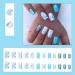 Justotry Glitter Striped Aqua Blue Square False Nails - 24 Pcs Short Fake Nails with Nail Glue | Squoval Nails for Women - Buy Online on GoSupps.com