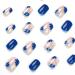 24pcs Short Blue Stick on Floral False Nails | Removable Glue-on Fake Nails - Nail Art Accessories for Women and Girls - Buy Online on GoSupps.com