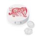 Red Tiger Cute Contact Lens Case Travel Portable Round Contact Storage Box Kit with Mirror for Daily Outdoor