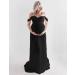 FEOYA Maxi Maternity Dress - Chiffon Lace Strapless Gown for Pregnant Women - Black - Perfect for Photography - Full Length with Split Front - Buy Online on GoSupps.com