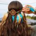 Uranian Boho Feather Headbands Dream Catcher Hair Band Hippie Gypsy Headwear Handmade Rope Headdress Tassel Headpieces for Masquerade Costume Hair Accessories for Women and Girls (2*Blue)