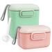 Aolso Baby Milk Powder Dispenser 2PCS Pot Formula Dispenser 800ml+400ml Milk Powder Dispenser Pot with Sealed Silicone Ring Cover and Spoon Baby Milk Powder Storage Container for Travel Outdoor pink-green