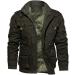 Hanxiulin Men's Fleece Plush Jacket - Warm Oversized Zippered Winter Coat with Hood | Perfect for Hiking & Cold Weather Army Green - Buy Online on GoSupps.com