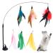 Cat toys springs 7 pieces of interactive cat toys spring cat toys fishing with suction cup cat fishing suction cup spring toy for cats bells feather head replacement cat toys set