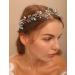 Deniferymakeup Women Pearl Wreath Light Blue Crystal Hair Vine Rhinestone Wedding Hair Accessory Gift for Her Party Headpiece for Bride Bridesmaid Girls - Buy Online on GoSupps.com