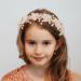 IYOU Princess Wedding Headband Gold Flower Headpiece Pearl Bridesmaid Bridal Communion Hair Accessories for Girls