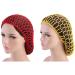 Minkissy 2Pcs Sleeping Hair Nets Crochet Hair Net Long Hair Snood Cover Turban for Women Girls Red Yellow