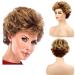 Baruisi Short Fluffy Brown Wigs for Women Natural Looking Synthetic Curly Hair Wig with Bangs