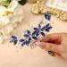 Crystal Bride Wedding Hair Comb - Silver Leaf Bridal Hair Accessories for Women - Rhinestone Party Prom Hair Piece (B Blue) - Buy Online on GoSupps.com