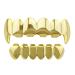 18k Gold Plated Teeth - Shiny 6 Teeth Top and 6 Bottom Set Mouth - Gold Grills for Your Teeth | Rapper Costume Teeth Accessories for Men and Women A: Golden fangs