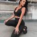 QINSEN Ribbed Seamless Crop Tank & High Waist Yoga Leggings Set - Large Black - Buy Online on GoSupps.com