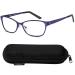 VVDQella metal frame reading glasses cat eye women 1.00x reading glasses computer women 1.00x fashion reading glasses with blue light filter glasses case spring hinge -blue dark blue 1.0 x x