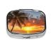 Sunset Hawaiian Palm Tree Printed Square Pill Box Portable Travelling Pill Box Medicine Organiser