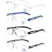 MMOWW 4 Pack Rimless Reading Glasses +3.0 for Men & Women | Blue Light Blocking Clear Rectangle | Stylish & Comfortable Eyewear - Buy Online on GoSupps.com