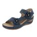 XTZYGLFD women summer flowers casual open lace wedge massage soft floor breathable hook loop shoes sandals women comfortable sandals blue 7 uk