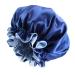 Solid Color Silky Satin Bonnet Cap Bonnets for Women Silky Bonnet for Curly Hair Women Hair Wrap for Sleeping Double Layers Royal Blue