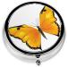 Pretty Butterflies Mini Round Pill Box | 3 Compartment Portable Pill Organizer for Travel & Home - Buy Online on GoSupps.com