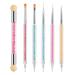 JdXun 5 piece Nail brush set double-end nail design brush acrylic nail art brush set nail art liner brush dotting tool for DIY nail art design (with 1 sponge brush)