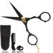 ONTAKI 5.5" Professional Japanese Steel Beard Mustache Scissors Salon Shears - Hand Forged Barber Scissors For Men Precision - Trimming Scissors for Beards, Mustache, Bangs, Hair & Pets (Gold & Black) 5.5" Black