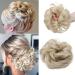 Synthetic Hair Bun Extensions Messy Curly Hair Scrunchies Hairpieces Updo Donut Hairpieces for Women -Bleach Blond & Bleach White 35 g Bleach Blond & Bleach White